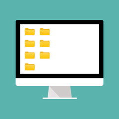 Poster - a computer. with icon folder.