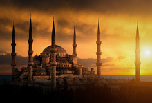 The Blue Mosque During Sunset In Istanbul