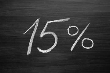 Wall Mural - 15 percent header written with a chalk on the blackboard