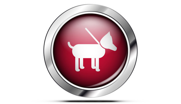 Picto chien en laisse rouge