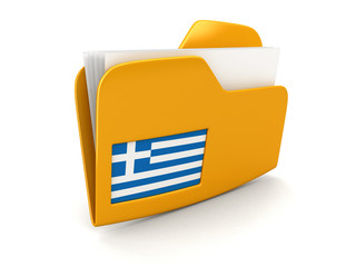 Poster - folder and lists with Greek Flag. Image with clipping path