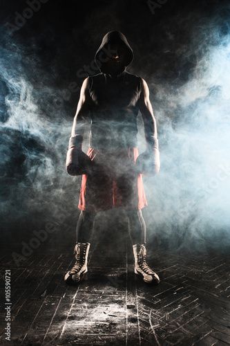Ταπετσαρία τοιχογραφία The young  man kickboxing