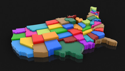Poster - Map of USA. Image with clipping path.