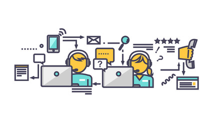 Poster - Icon Flat Style Design Support Service