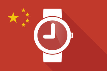 Sticker - China long shadow flag with a wrist watch