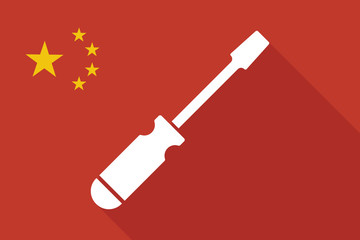 Wall Mural - China long shadow flag with a screwdriver