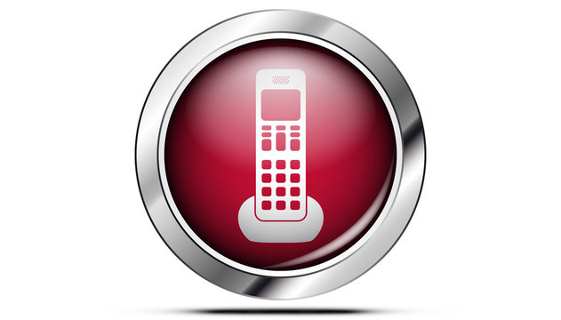 Picto téléphone fixe rouge