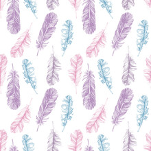 Pattern With Hand Drawn Feathers