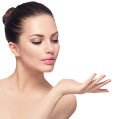 Wall Mural - beauty spa woman with perfect skin isolated on white