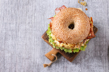 Wall Mural - Bagel with stew and fried onion