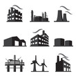 Industrial building factory icon set