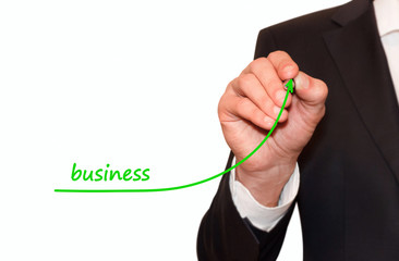 Poster - Businessman drawing  increase Business graph, motivation concept. Business plan to accelerate business growth.