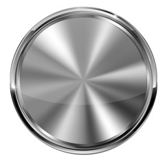 Round metal button. With chrome frame