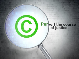 Law concept: Copyright and Pervert the course Of Justice with optical glass