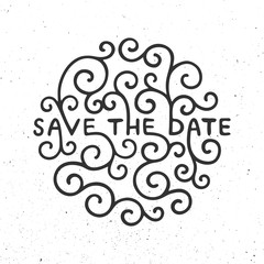 Wall Mural - Save the Date invite card vector template with modern calligraphy