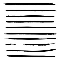 Wall Mural - Vector collection or set of black paint hand made creative brush strokes