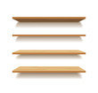 © kaisorn - vector empty wooden shelf isolated background