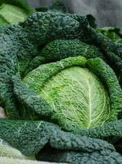 Poster - Close up of savoy cabbage for sale in market of Brugge. Belgium
