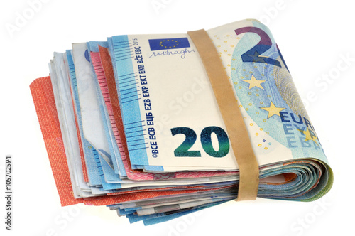 Liasse de billets de banque attachée avec un élastique - Buy this stock ...