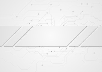 Tech grey abstract background with circuit board