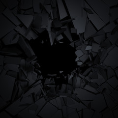 Poster - Abstract 3d rendering of cracked surface. Background with broken shape. Wall destruction. Explosion with debris. 