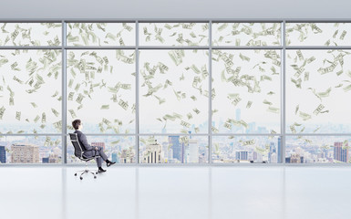 Wall Mural - Businessman on chair, thinking