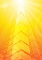 Fototapete - Vector : Arrows with perspective with orange background