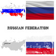 © angelmaxmixam - Карта и флаг России в старинном и современном стиле.