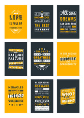 Set of Inspirational and Motivational Quotes Typographic Posters. Vector Illustration in Flat Style. Vector Quote. Poster Template