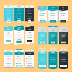 Wall Mural - set of pricing table design templates for websites and applications. flat style vector illustration