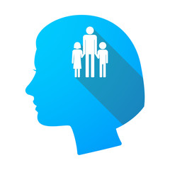 Poster - Long shadow female head with a male single parent family pictogr