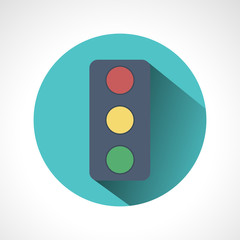 Wall Mural - traffic lights flat icon with long shadow.
