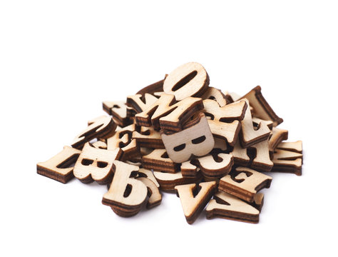 Pile of wooden letters isolated