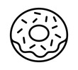 Donut / doughnut with frosting and sprinkles line art icon for food apps and websites 