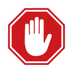 Wall Mural - adblock or red stop sign icon with hand / palm flat icon for apps and websites