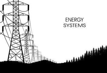 lines of electricity transfers on a white background