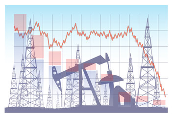 Wall Mural - schedule of falling energy prices .industrialny landscape. oil production