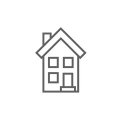 Sticker - Two storey detached house line icon.