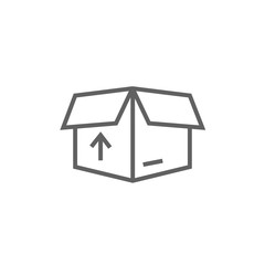 Sticker - Carton package box line icon.