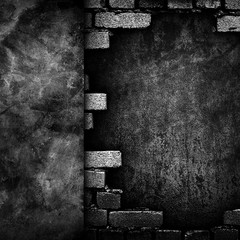 Canvas Print - broken brick wall background