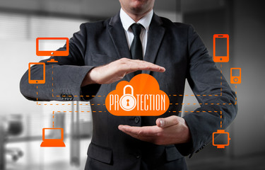 button locked shield security virus icon business online
