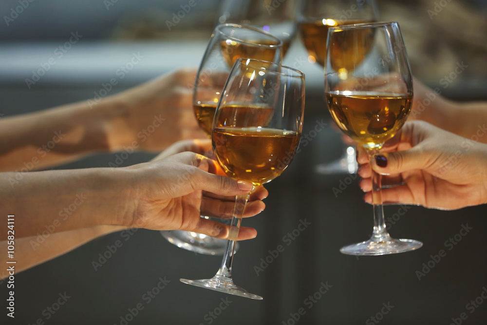 Glasses of wine on a cheerful holiday