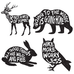 Wall Mural - set of wilderness inspirational typography posters and quotes