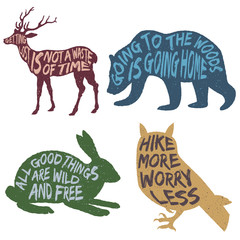 Wall Mural - set of wilderness inspirational typography posters and quotes