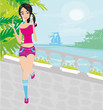 Jogging girl in summer