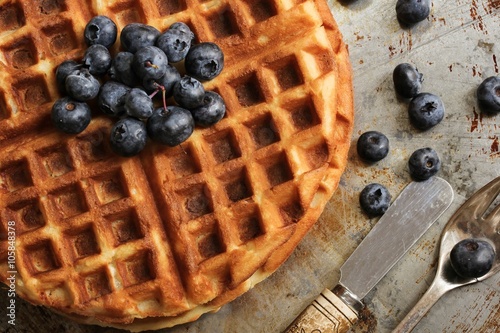 Fotomural Waffle Breakfast with blueberries