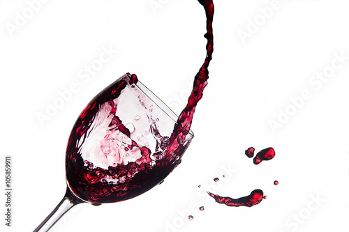 Fotografie, Obraz Bicchiere di vino versato che schizza fuori