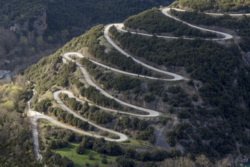 road turns, Papigo village Ioannina Greece