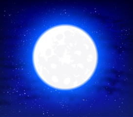 Wall Mural - full moon on a starry background space sky