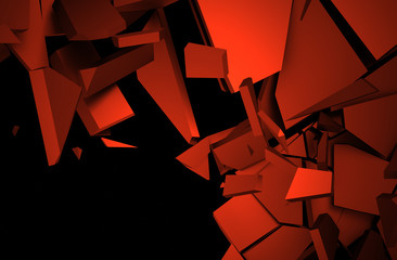Poster - Abstract 3d rendering of cracked surface. Background with broken shape. Wall destruction. Explosion with debris. 